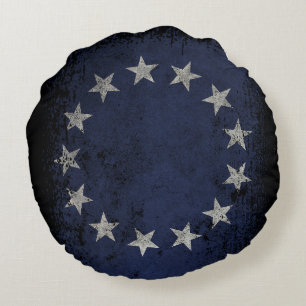 Vintage Betsy Ross amerikanische Flagge 2-seitig Rundes Kissen