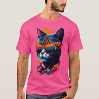Vintage Beulen und feline Flair Retro Coole Katze  T-Shirt