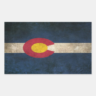 Vintage beunruhigte Flagge von Colorado Rechteckiger Aufkleber