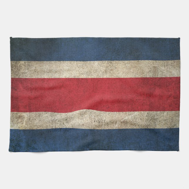 Vintage beunruhigte Flagge von Costa Rica Küchentuch (Horizontal)