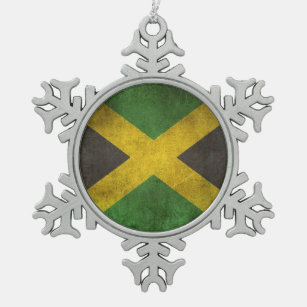 Vintage beunruhigte Flagge von Jamaika Schneeflocken Zinn-Ornament