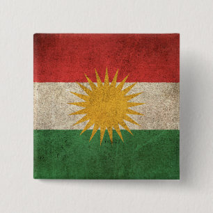 Vintage beunruhigte Flagge von Kurdistan Button