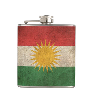 Vintage beunruhigte Flagge von Kurdistan Flachmann