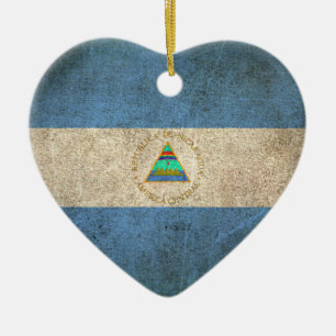 Vintage beunruhigte Flagge von Nicaragua Keramikornament