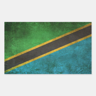 Vintage beunruhigte Flagge von Tanzania Rechteckiger Aufkleber