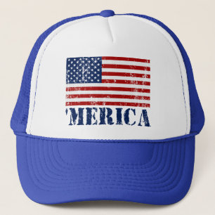 Vintage beunruhigte 'MERICA US Flagge Truckerkappe