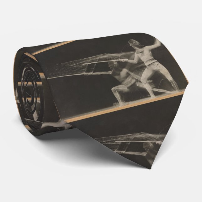 Vintage Bewegungszittern-Fotografie eines Fechters Krawatte (Gerollt)