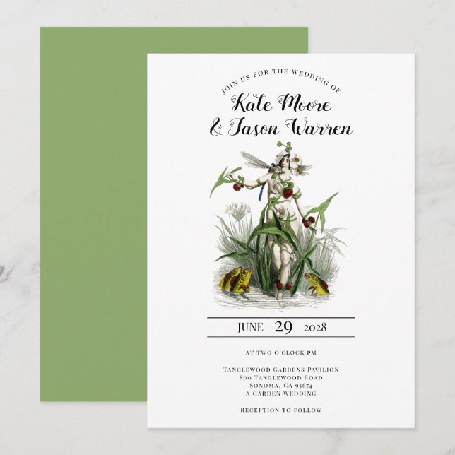 Vintage bezaubernde Gartenmärsche Einladung (Vorne/Hinten)