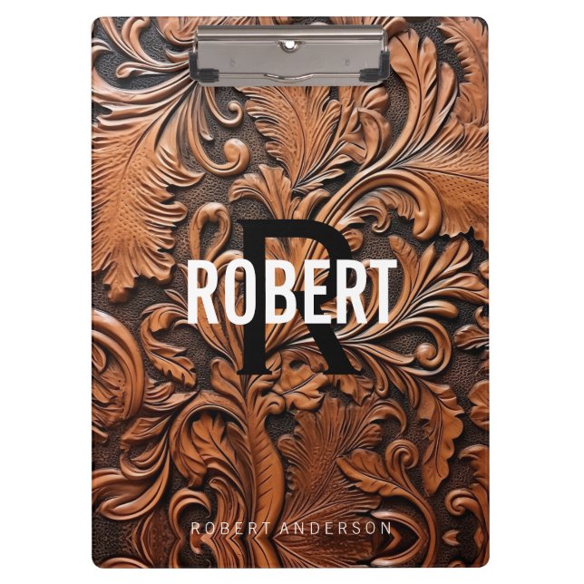 Vintage Bezeichnung für ein Monogramm aus Glattled Klemmbrett (Vorderseite)