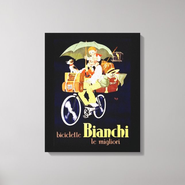 Vintage Bianchi Bicycle Ad Leinwanddruck (Vorderseite)