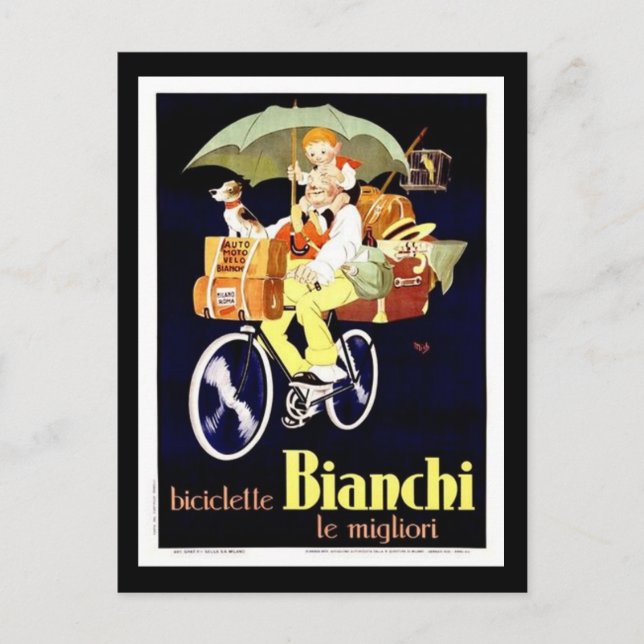 Vintage Bianchi Bicycle Ad Postkarte (Vorderseite)