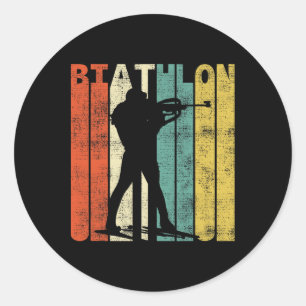 Vintage Biathlon Retro Biathlet Runder Aufkleber