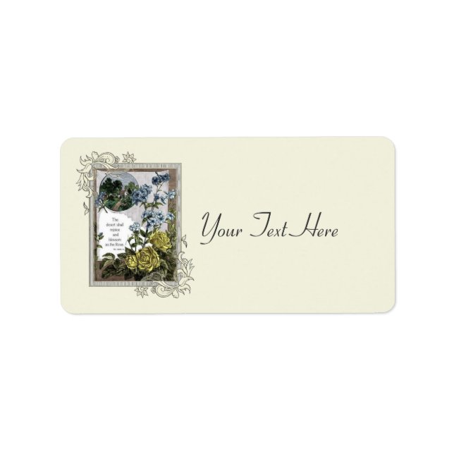 Vintage Bibelschrift mit Rose Adressaufkleber (Vorne)