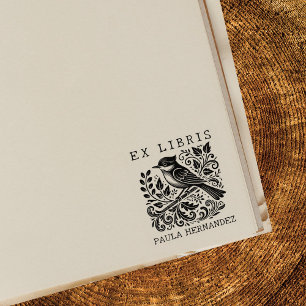 Vintage-Bibliothek Ex Libris Vogel Gummistempel