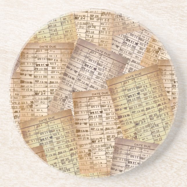 Vintage Bibliothek Getränkeuntersetzer (Vorne)