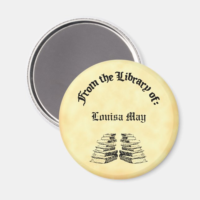 Vintage Bibliothek mit benutzerdefinierten Büchern Magnet (Vorderseite/Rückseite)