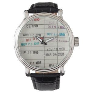 Vintage Bibliotheks-Abgabefrist-Karten Armbanduhr