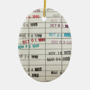 Vintage Bibliotheks-Abgabefrist-Karten Keramikornament