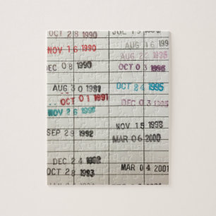 Vintage Bibliotheks-Abgabefrist-Karten Puzzle