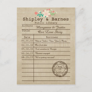 Vintage Bibliotheks-Karten-Wildblumen Save the Ankündigungspostkarte