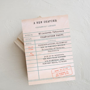 Vintage Bibliotheksausweis Buchliebhaber Abschluss Einladung