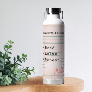 Vintage-Bibliotheksausweis-Buchliebhaber Buchwurm Trinkflasche