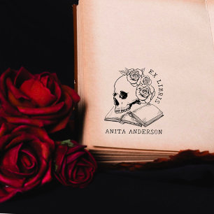 Vintage Bibliotheksbücher Gothic Skull & Rose Gummistempel