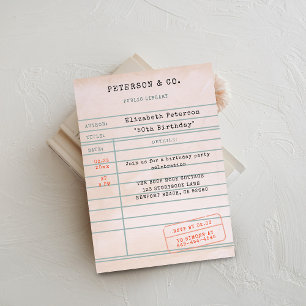 Vintage-Bibliothekskarte Buchliebhaber Geburtstags Einladung