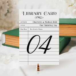 Vintage Bibliothekskarte Hochzeitsfeier Tischnumme