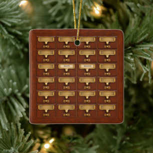 Vintage-Bibliothekskarten-Katalog Freude Frieden N Keramikornament