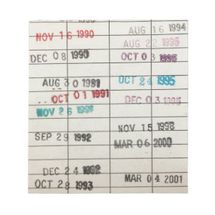 Vintage Bibliothekskarten Notizblock