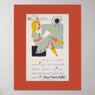 Vintage Bibliotheksplakat Miss Muffett Poster