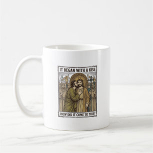 Vintage biblischer Verrat Kuss Kaffeetasse