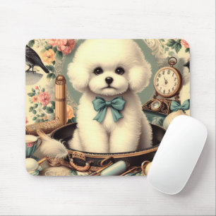 Vintage-Bichon-Frisé-Gemälde Mousepad