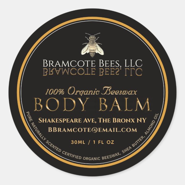 Vintage Biene-Bar Runder Aufkleber (Vorderseite)