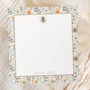 Vintage Biene Blau Wildblume Custom Notizblock