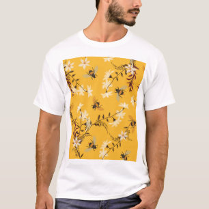 Vintage Biene & Schmetterling: Bestickte Blumenkun T-Shirt
