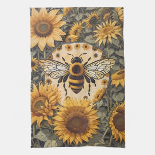 Vintage Biene und Sonnenblumen  Geschirrtuch