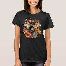 Vintage-Biene und Wildblumen T-Shirt