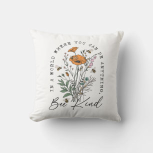 Vintage Biene und wilde Blumen  Kissen