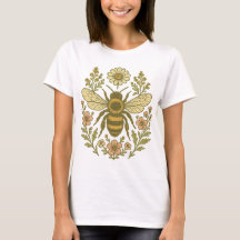 Vintage Biene und wilde Blumen | Retro Botanische