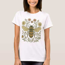 Vintage Biene und wilde Blumen | Retro Botanische