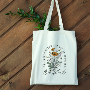 Vintage Biene und wilde Blumen Tragetasche