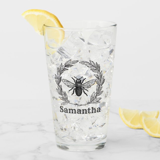 Vintage Biene verziert Glas (Vorderseite Ice)