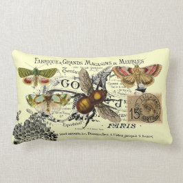 Vintage Bienen-Collage Lendenkissen