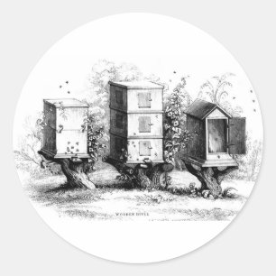 Vintage Bienen Imkerei Bienenstöcke Bienenstock Runder Aufkleber