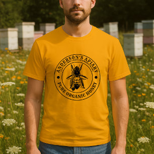 Vintage-Bienen-Imkerei-Honig-Etikettvorlage T-Shirt