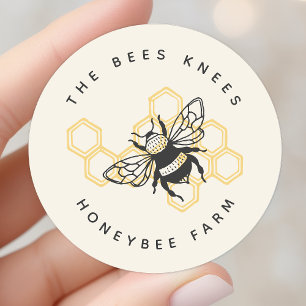 Vintage-Bienen-Logo rustikale Honigbiene Imker Runder Aufkleber
