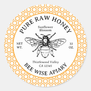 Vintage-Bienen-Moderne-Honigwaben-Honigflaschen-Et Runder Aufkleber