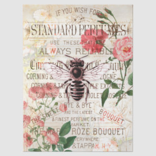 Vintage-Bienen-Rosen-Sträußchen-Ephemere-Decoupage Seidenpapier